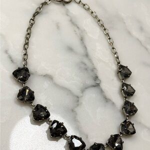 Stella & Dot Black Crystal Necklace with Gunmetal Chain